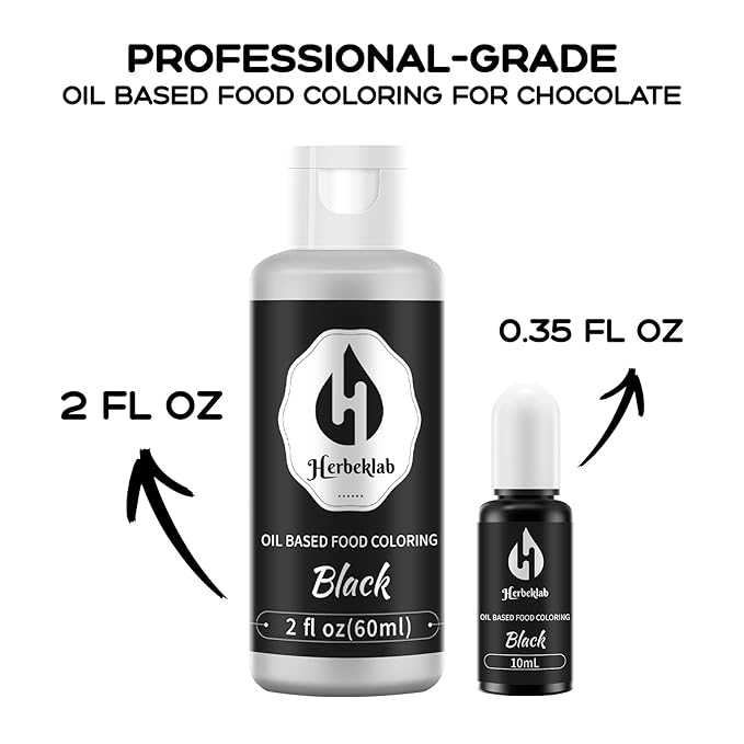Black Oil Based Food Coloring – 2 fl oz Professional Grade Concentrated Oil Food Dye for Melting Chocolate, Candy Melts, Cake Pops, Strawberries & Baking