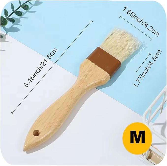 Butter Brush For Baking Basting Brush For Cooking Natural Bristle Basting Brush Food Brush Butter Brush Baster Brush Kitchen Baking Brushes For Barbecue Butter Grill Bbq Baster Kitchen (S/M-2PACK)