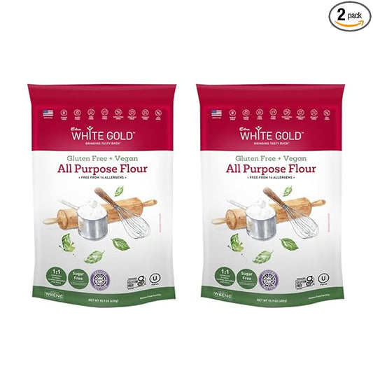 Extra White Gold All Purpose Flour - Gluten Free Flour Blend for Baking and Cooking - Kosher, Vegan, Soy Free, Nut Free, Dairy Free - 15.9 Ounces (2 Pack)