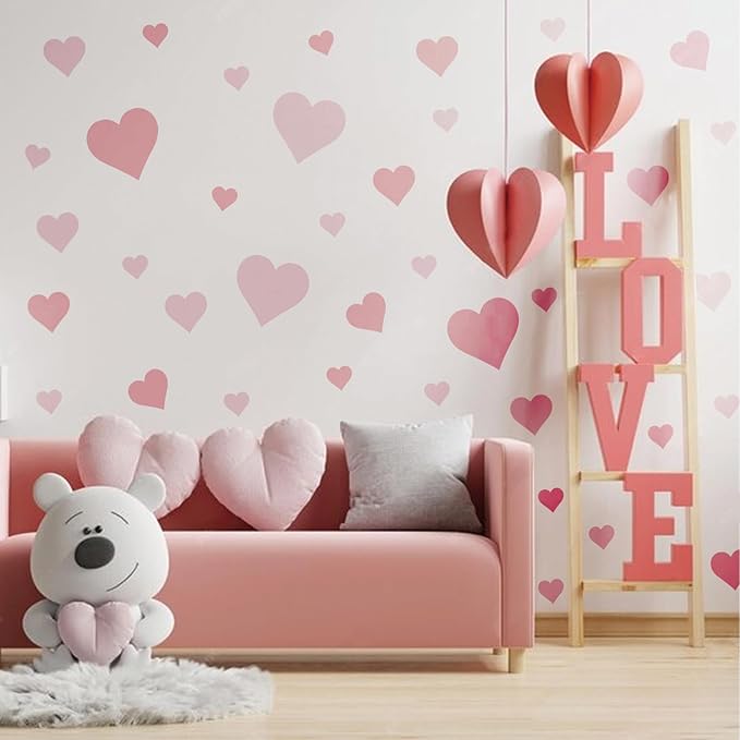 16 Pieces Heart Stencils for Crafts Reusable Mixed Media Geometric Stencils for Painting on Canvas Scrapbook Paper Fabric Pillows Card Making (16 Heart)