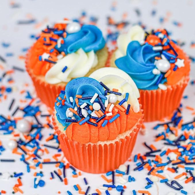 Sprinkles for Cake Decorating Edible Cake Decorations Fancy Orange Sprinkles & Blue Sprinkle for Cupcake Decorations Ice Cream Toppings, Cake Decorations Edible Cake Sprinkle for Cupcake Decorating