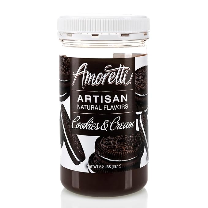 Amoretti - Natural Cookies & Cream Artisan Flavor Paste, 8 oz, Perfect For Ice Cream, Beverages, Cakes, and more, Preservative Free, Vegan, Gluten Free, No Artificial Sweeteners, Highly Concentrated