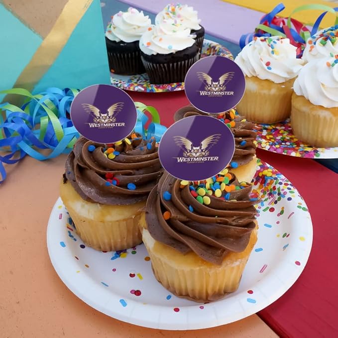 Westminster College Primary Logo Cupcake Picks Toppers Decoration Set of 6