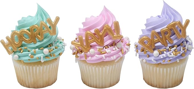 DecoPac Gold Celebration Wishes Fusion Mix Sprinkles, 26oz, Shaped Candy Sprinkles in Handheld Container, Edible Decorations For Celebration Cakes, Cupcakes, Cookies and Donuts