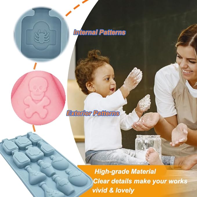 2 Pack 3D Apothecary Potion Bottle Silicone Molds 12 Cavity Halloween Themed Baking Mould Tray DIY Baking Tool for Chocolate Cake Dessert Candy Mousse Pastry Handmade Soap Crayons Cupcake Topper