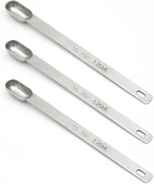 3PCS 1/4tsp (1.25ml) Single Measuring Spoon, Stainless Steel Long Handle Individual Teaspoons Only