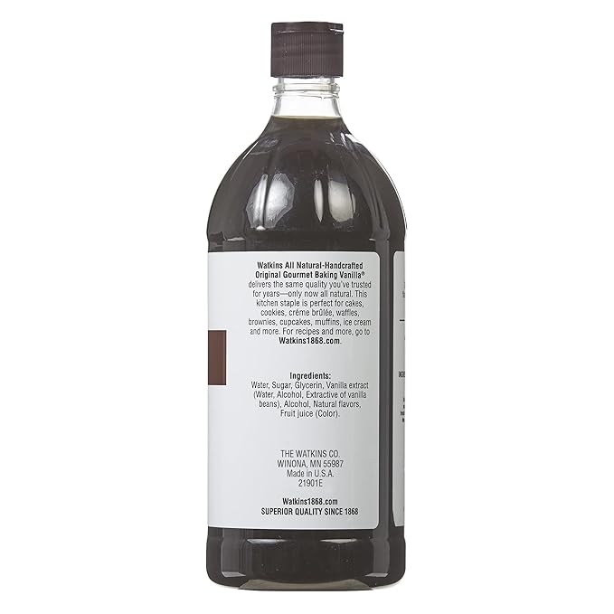 Watkins All Natural Original Gourmet Baking Vanilla, 32 fl. oz. Economy Sized Bottle, 1 Count (21901)