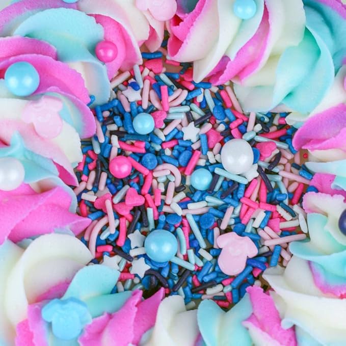 Sprinkles for Cake Decorating Edible Cake Decorations Fancy Pink and Blue Sprinkles for Cupcake Decorations Ice Cream Toppings, Gender Reveal for Cupcake Decorating Baking Cupcakes, Cookies