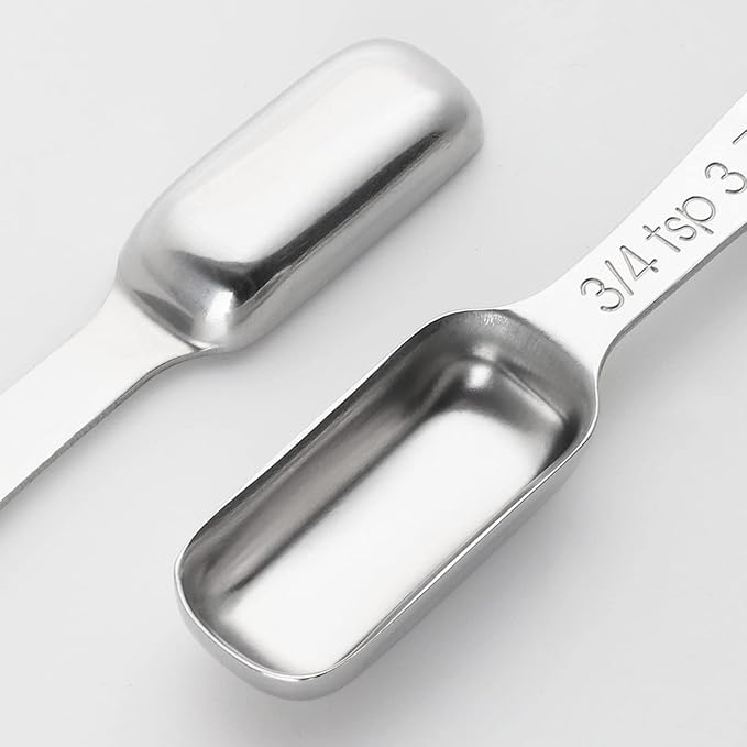 Measuring Spoons Set of 7 Stainless Steel Metal Measuring Spoons Heavy Duty Tablespoon for Measuring Dry and Liquid Ingredients Fits in Spice Jar