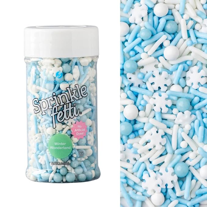 Sweets Indeed Dye-Free Snowflake Sprinkles – 2.4 oz Jar | Natural White Christmas Sprinkles for Cookies, Cupcakes, Cakes & Holiday Baking | Clean Label Winter Sprinkle Mix with No Artificial Dyes
