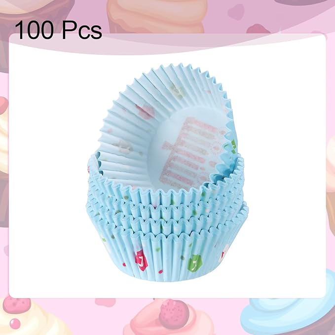 HARFINGTON 100 Count Cupcake Liners Cupcake Cups Standard Size Muffins Liners Papers Baking Cups Wrappers Greaseproof for Party Wedding, Birthday Candles