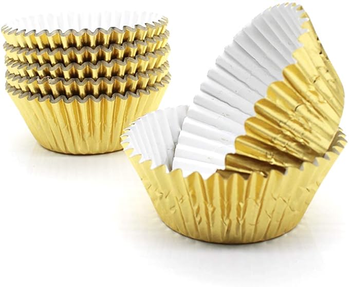 Gold Cupcake Liners,GOLF Standard Size Gold Foil Cupcake Liners Wrappers Metallic Baking Cups,Muffin Paper Cases, 100 Pack