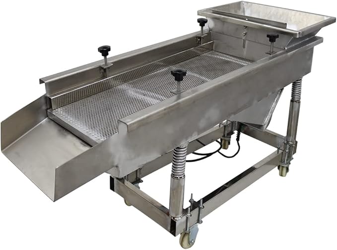 Vibrating Sifter Straight Linear Vibrating Screen Stainless Steel Electric Linear Sifter Machine with 6mm Screen 220V