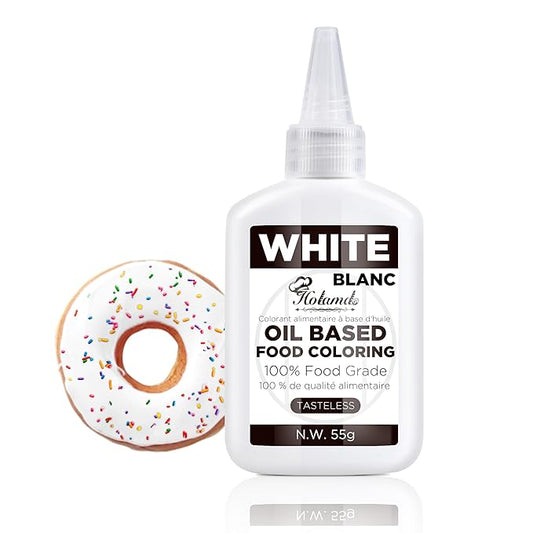 Oil Based Food Coloring Set, White Oil Based Food Coloring for Chocolate, Food Grade Food Color Dye for Candy Melts, Baking, Icing, Frosting and Cake Decorating, Flavorless Vibrant - 55g/Bottle