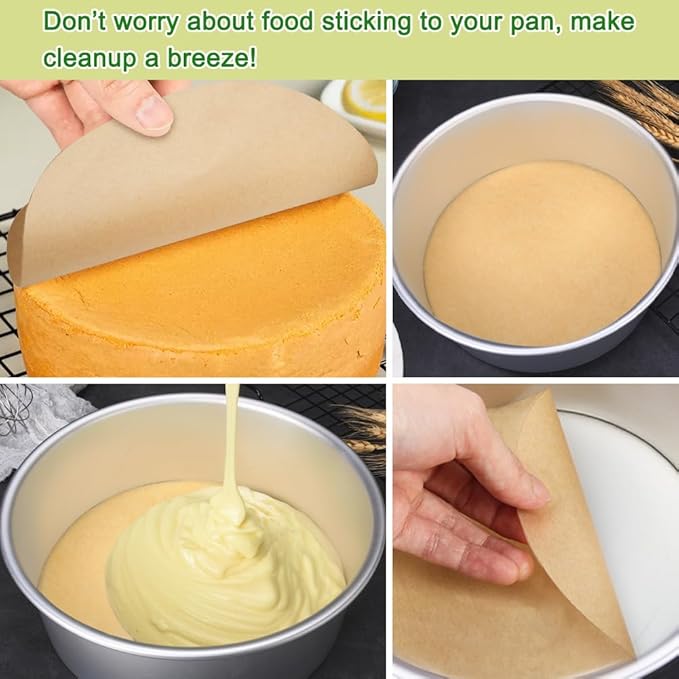 BYKITCHEN 12 Inch Parchment Paper Rounds, Set of 200, Non-Stick Baking Paper for Pizza Maker, Cake Pan and More