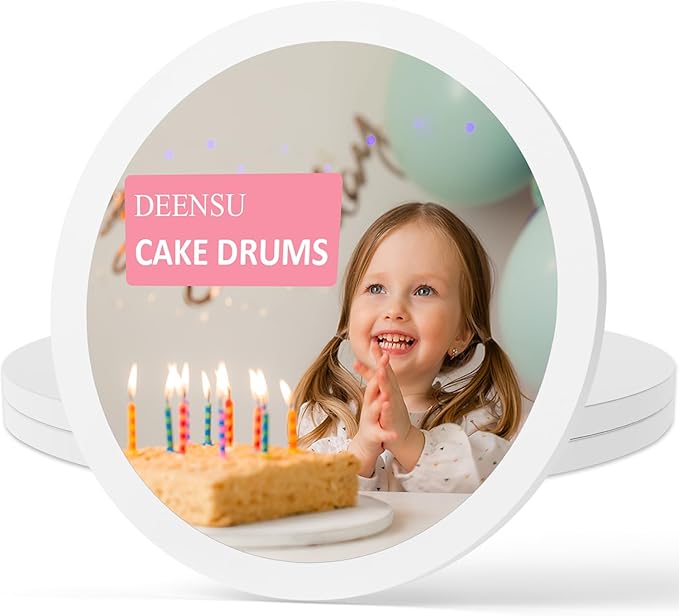 3 PCS 12-Inch Cake Drums, Sturdy Cake Boards, 1/2" Thick Cardboard Rounds for Multi-Layer Cakes, Food-Grade Cake Base