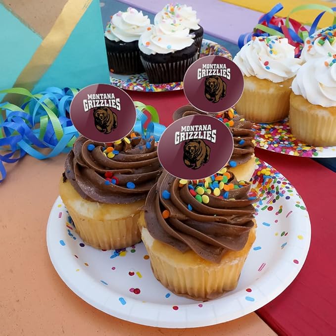 University of Montana Primary Logo Cupcake Picks Toppers Decoration Set of 6