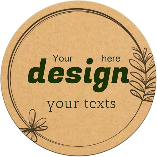 Custom Lables Round Kraft Paper Stickers, Decorative Labels with Floral Wreath Personalized with Texts, Logo, Thank You Labels for Business 100 Pack (Style 18)