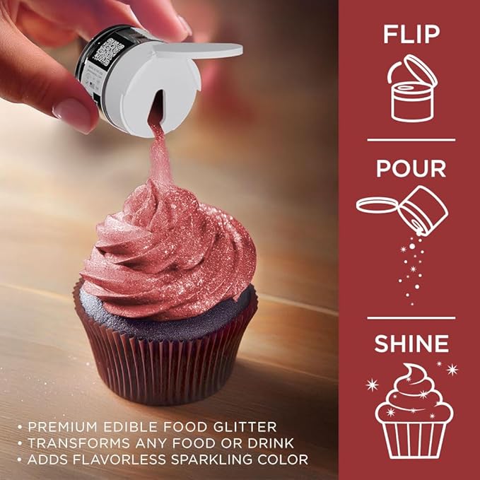 Bakell - Burgundy Red Tinker Dust (5g, 1x Jar) Edible Glitter for Food, Desserts, and Beverages!
