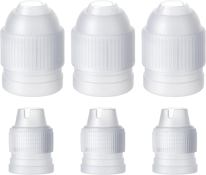 6 Pieces Couplers for Piping Bags Two Different Sizes Plastic Couplers of Large Size Cake Decorating Coupler White Pastry Bag Coupler for Piping Bags, Icing Nozzles