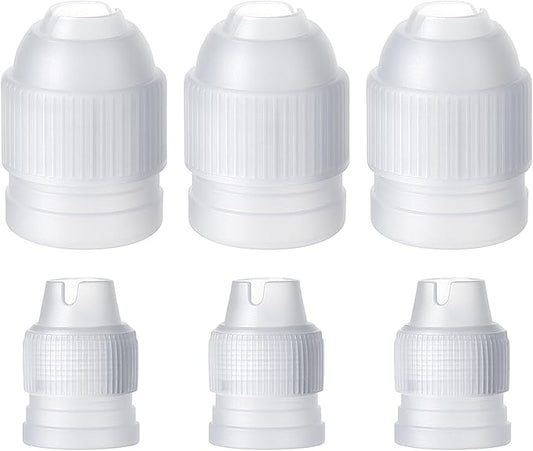 6 Pieces Couplers for Piping Bags Two Different Sizes Plastic Couplers of Large Size Cake Decorating Coupler White Pastry Bag Coupler for Piping Bags, Icing Nozzles