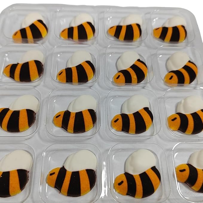 Edible Candy 3D Bee Cake Decorations Dessert Sugar Sprinkles for Cake Decorating Cookie DIY Cupcake Topper Icing Frosting Decoration Birthday Halloween Christmas Party Supplies