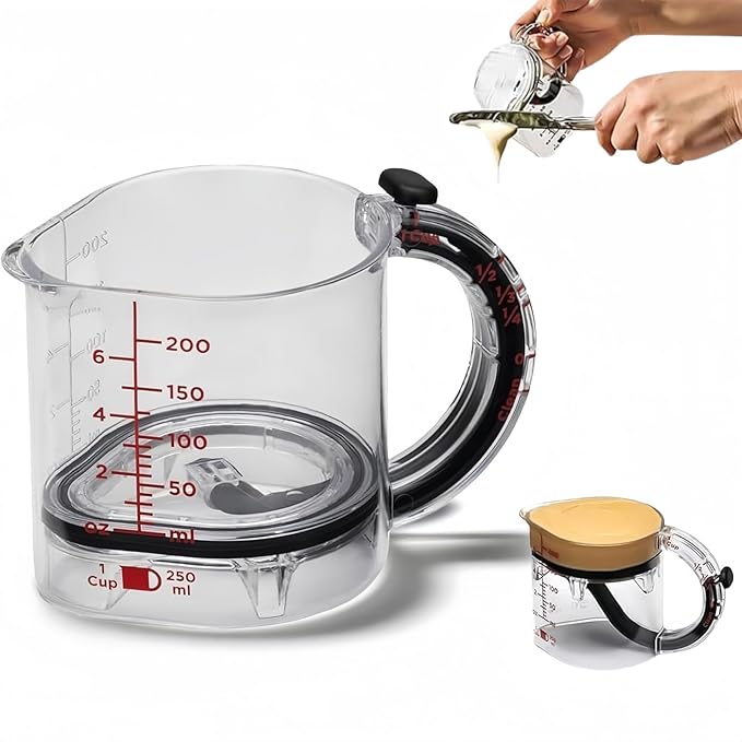 4-in-1 Adjustable Measuring Cup - Multi-Functional Up Cup with Adjustable & Scraper-Style Seal Base, Space-Saving for Cooking & Baking