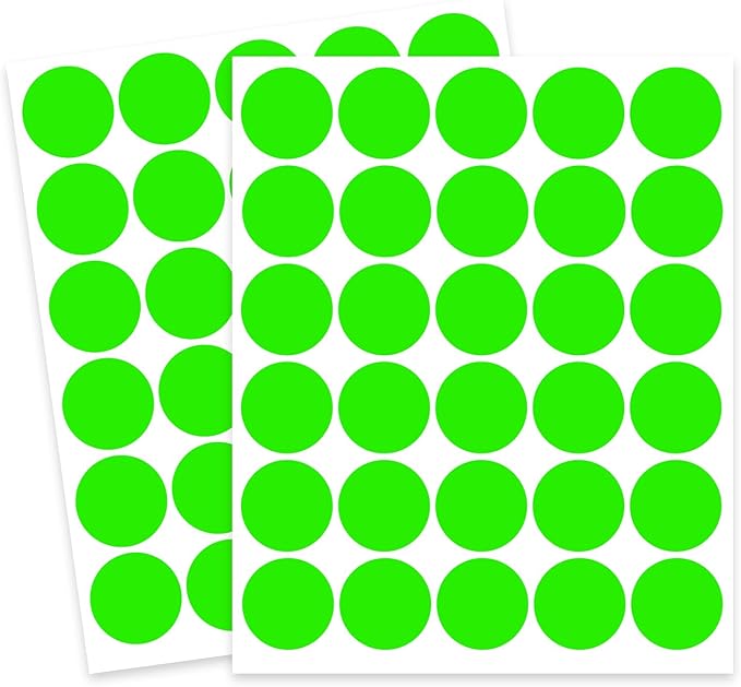 1 Inch Round Label Removable Color Code Dot Stickers,Garage Sale Sticker Price Tags Blank Yard Sale Circle Dot Stickers Writable (1050 Pack,Fluorescent Green)