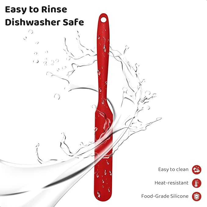Silicone Jar Scraper with Long Handle, Jam Spreader for Peanut Butter, Kitchen Spatula for Baking and Cake Icing