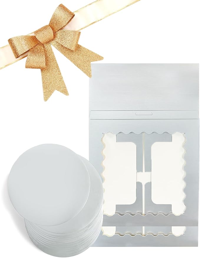 Bakepacker 36pcs 8x8x5 Inches Cake Boxes with Window 18-Packs Silver Cake Boxes 8 Inch Bakery Boxes (18 Cake Boxes +18 Cake Boards Included)