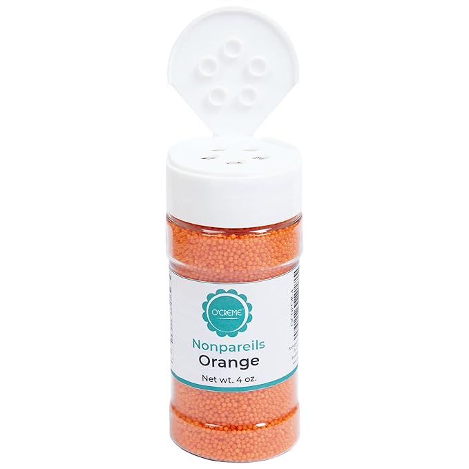 O’Creme Nonpareils Sprinkles – 4oz Orange Non Pareil Sprinkles – Colorful Sprinkles for Cake Decorating – Kosher Sprinkles for Ice Cream, Cookies, Cupcakes, Baked Goods