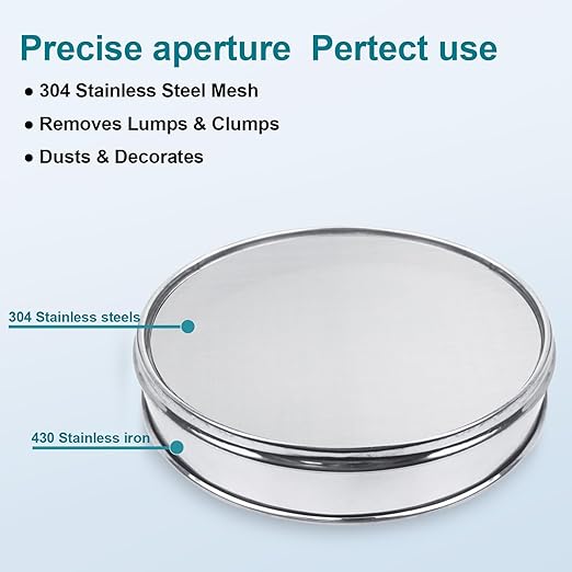 304 Stainless Steel Lab Sieve Screen Mesh, 200 Mesh (0.075mm) Aperture Test Sieve, 12Inch(30cm) Diameter Economy Standard Analysis Sample Test Sieves for Industrial Laboratory Homes