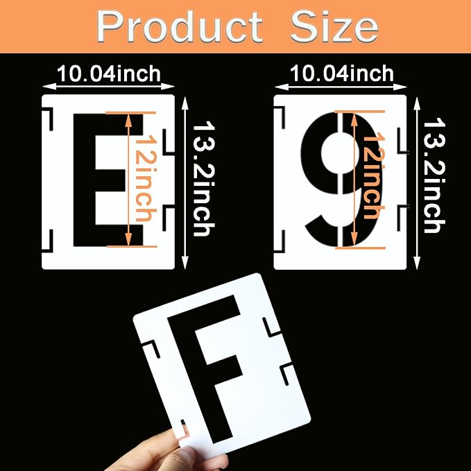 12 Inch Letter Stencils Symbol Numbers Craft Stencils, 42 Pcs Reusable Alphabet Templates Interlocking Stencil Kit for Painting on Wood, Wall, Fabric, Rock, Sign (Font Height is 12 Inch)