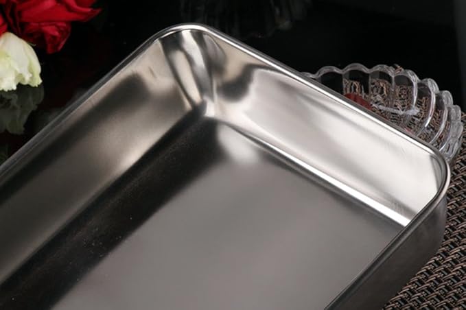 Sheet Pan,Cookie Sheet,Heavy Duty Stainless Steel Baking Toaster Oven Jelly Roll Deep Edge,Superior Mirror Finish, Dishwasher Safe (9.65 * 11.8 * 2.36 inches)