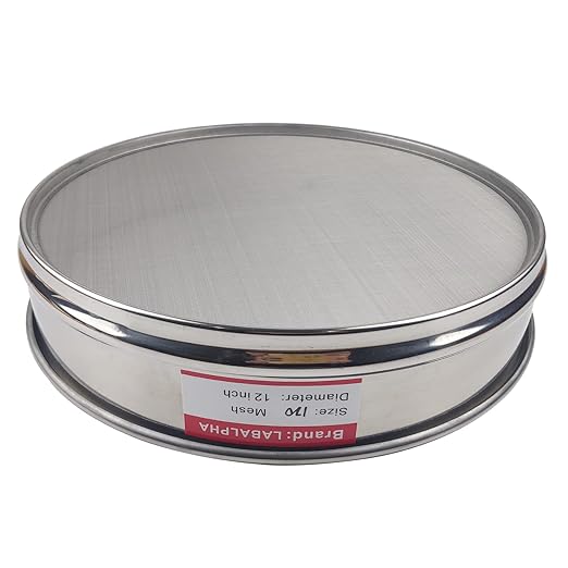 LABALPHA 120 Mesh Lab Sieves, 120 Mesh Test Sieve, 12'' Diameter, 304 Stainless Steel Wire Cloth (0.125mm)