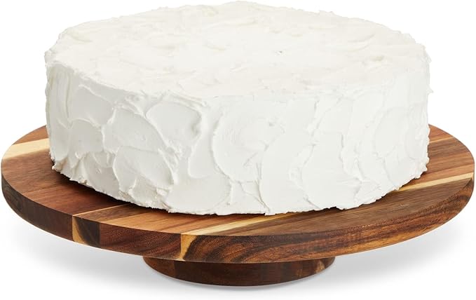 Juvale Acacia Wood Cake Stand - Wedding Cake Stand & Serving Platter - Rustic Round Wood Dessert Display - Easy-Clean Low-Profile Wooden Serving Base - 12.75 in Dia, 2.75 in H