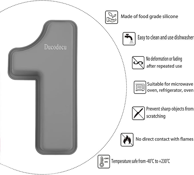 Ducodocu Silicone Number Cake Pan Large 3D Number Cake Mold Baking Forms Novel Cake Tins DIY Baking Mold for 2/20th Birthday Wedding Anniversary 10 inch Number of 1&2, 2 Pack
