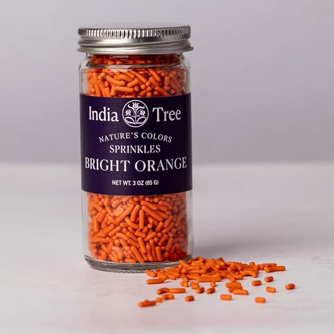 Bright Orange Sprinkles – Vegan, Non‑GMO, Dye‑Free, Allergen‑Free, 3 oz Jar – India Tree Nature’s Colors
