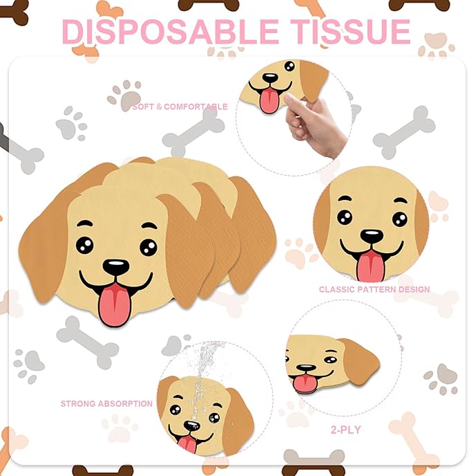 40pcs Dog birthday Party Decoration,include 20pcs 7inch dessert plate, 20 Napkin,Used for Dog birthday Party Supplies (multicolor 2)