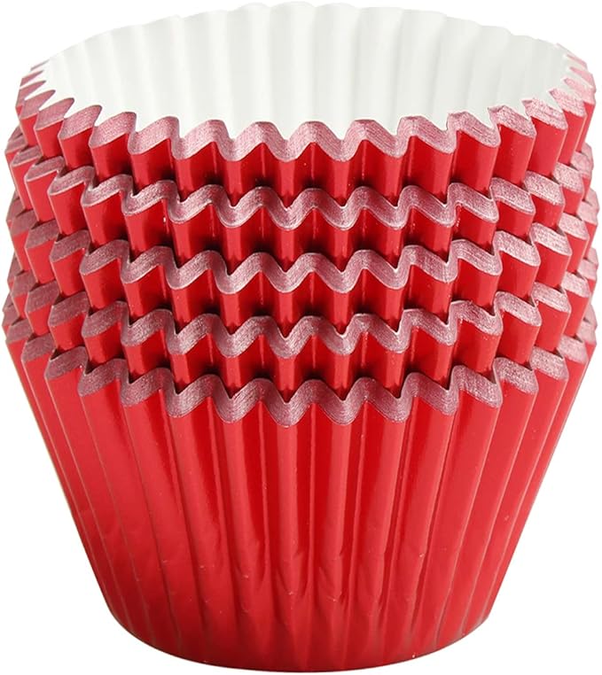 Red-Foil Cupcake Liners Standard Baking Cupscake For Wedding Baby shower Birthday Party(Pack of 100) …
