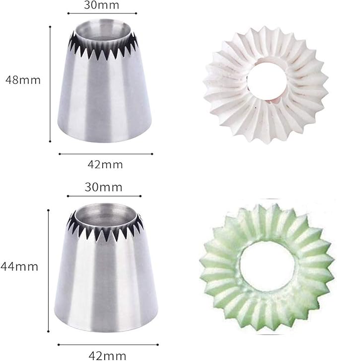 RoseFlower 4 PCS Large Piping Tips Set - Grade Stainless Steel Big Piping Nozzles Kit for Pastry Cupcakes Cakes Cookies Decorating Supplies Baking Set #1