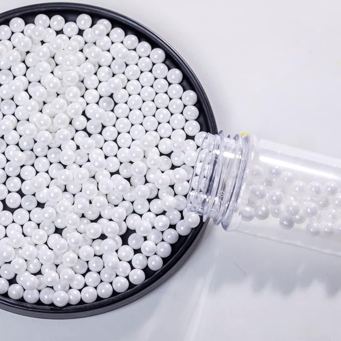 White Sprinkles Edible Pearl 7mm 130g/4.6OZ,Christmas Cake Dessert Sprinkles,Cookie sprinkles,Sugar Pearl, Edible Pearls Candy for Cake Cupcake Decorationg (7mm-White)