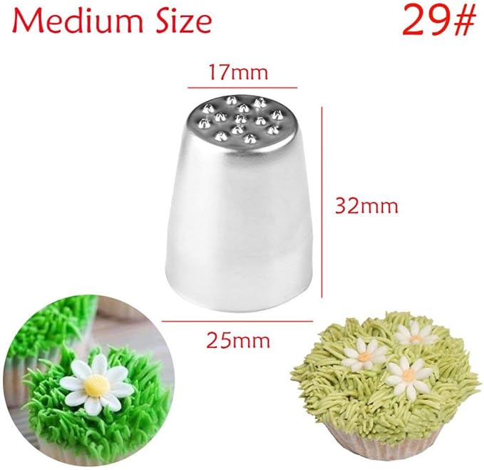 beyonday 3pcs Grass Cream Icing Nozzles Cupcake Practical Cream Piping Nozzle Tips Stainless Steel Pastry Tips Grass Fury Cake Decorating Tool (Silver)
