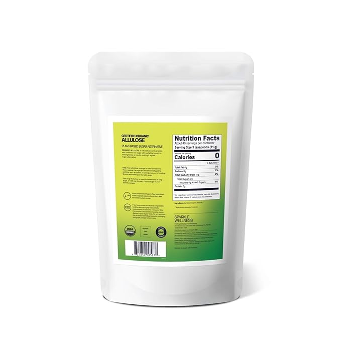 Sparkle Wellness Organic Allulose | A plant-based sugar alternative with zero glycemic impact | Keto-Friendly, Non-Glycemic, Plant-Based Sugar Substitute for Baking, Coffee, Cooking & Drinks