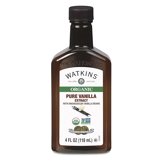 Watkins Organic Pure Vanilla Extract, with Madagascar Vanilla Beans, Non-GMO, Kosher, 4 oz. Bottle, 1-Pack