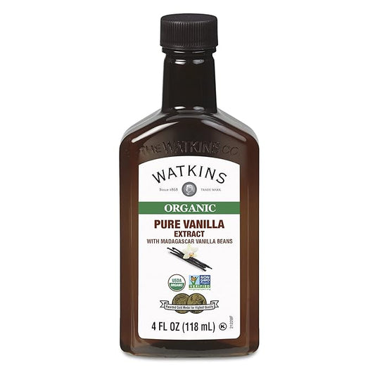 Watkins Organic Pure Vanilla Extract, with Madagascar Vanilla Beans, Non-GMO, Kosher, 4 oz. Bottle, 1-Pack