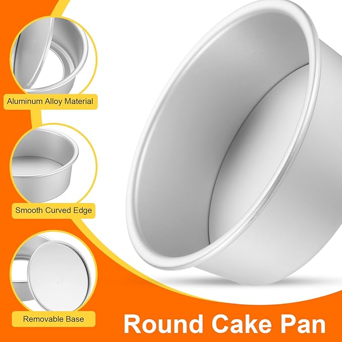 HARFINGTON 2Pcs Round Cake Pan with Removable Loose Bottom 5" Small Cheesecake Pan Anodized Aluminum Nonstick Baking Pan for Wedding Birthdays Party Event