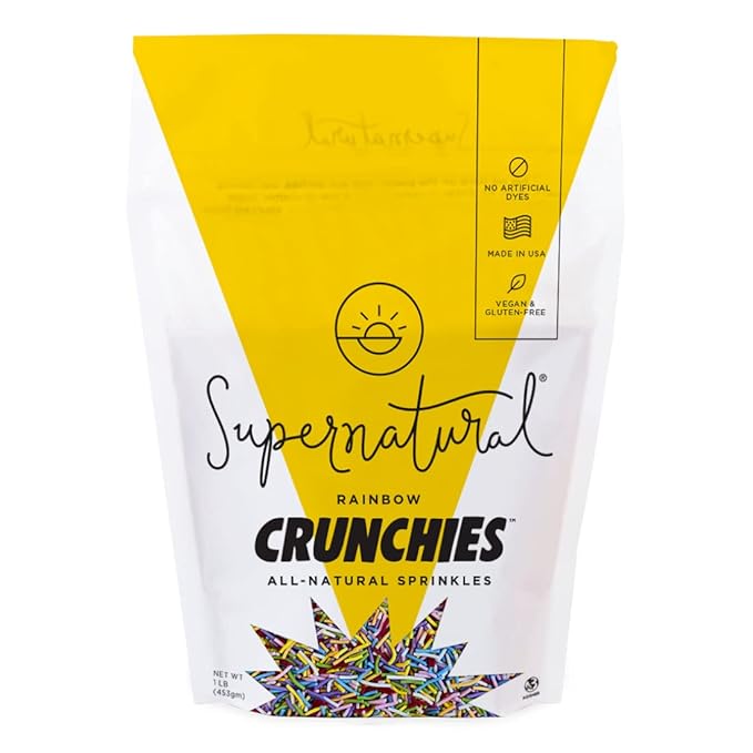 Supernatural Rainbow Crunchies Natural Sprinkles, Crunchy Organic Rainbow Sprinkles, No Artificial Dyes, Vegan, Soy & Gluten Free, Made in USA, 16oz