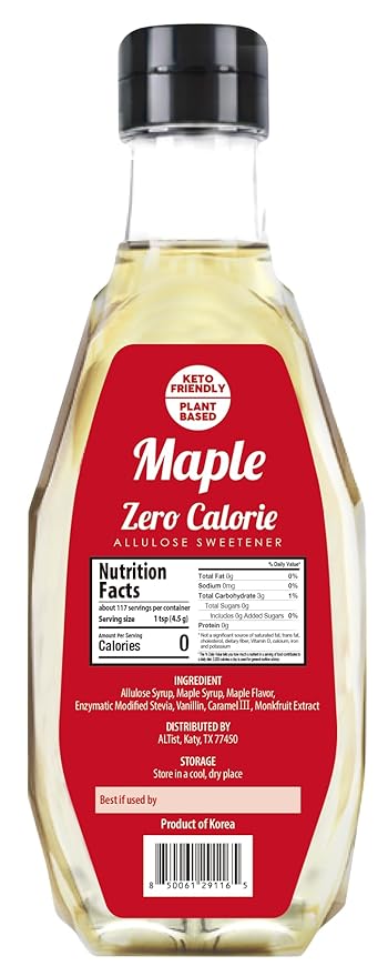 ALTist Allulose Syrup Sweetener – Zero Calorie Liquid Sugar Alternative, Keto, Vegan, Non-GMO, Plant-Based | 1:1 Sugar Replacement, No Net Carbs, Zero Fat, 17.7 fl oz - Maple