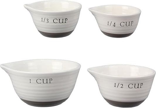 Young's Inc. Ceramic Measuring Cups Set of 4 – Modern White Measuring Cups, Dishwasher & Microwave Safe, Decorative Kitchen Tools